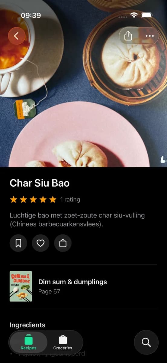 CookCook recipe details showing Char Siu Bao