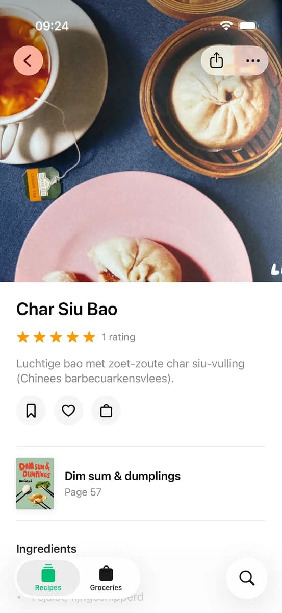 CookCook recipe details showing Char Siu Bao